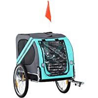 Pawhut Remolque Bicicleta Perros Mascota con Anillo Bandera Reflector de Seguridad Remolque Bici Cabina 78x55x65cm